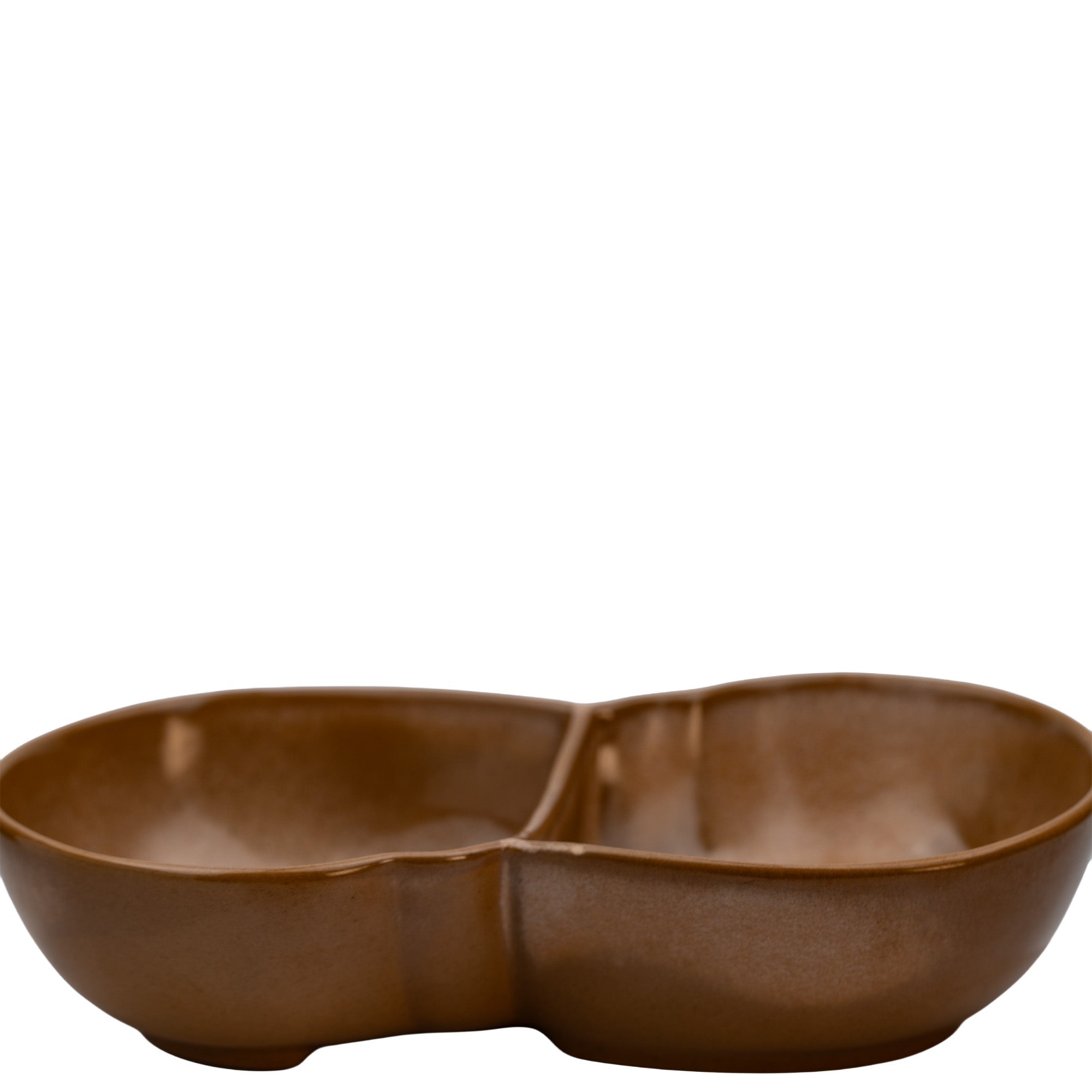 Frankoma Plainsman Brown 4QD Divided Bowl – Mid‑Century Oval Serveware