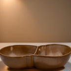 Frankoma Plainsman Brown 4QD Divided Bowl – Mid‑Century Oval Serveware