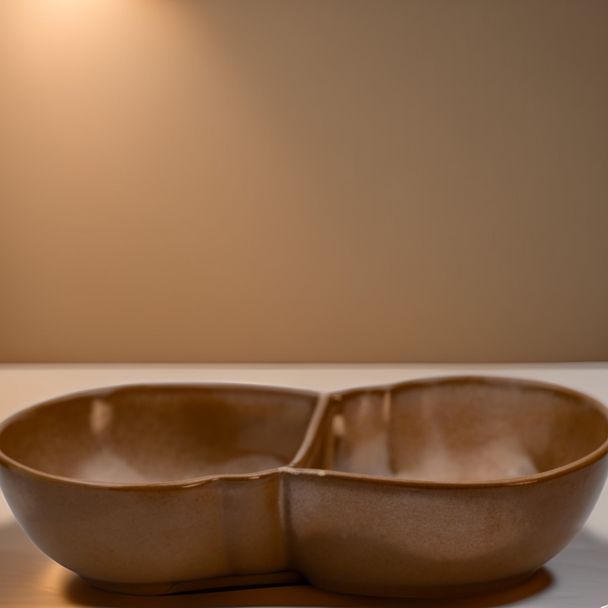 Frankoma Plainsman Brown 4QD Divided Bowl – Mid‑Century Oval Serveware