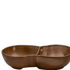 Frankoma Plainsman Brown 4QD Divided Bowl – Mid‑Century Oval Serveware
