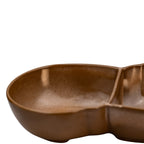 Frankoma Plainsman Brown 4QD Divided Bowl – Mid‑Century Oval Serveware