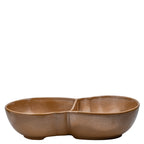 Frankoma Plainsman Brown 4QD Divided Bowl – Mid‑Century Oval Serveware
