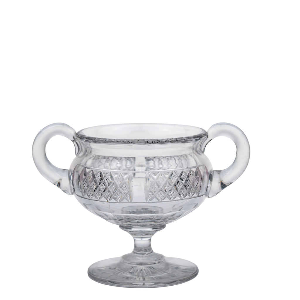 Crystal Sugar and Creamer Set – Diamond‑Cut Pedestal Pair