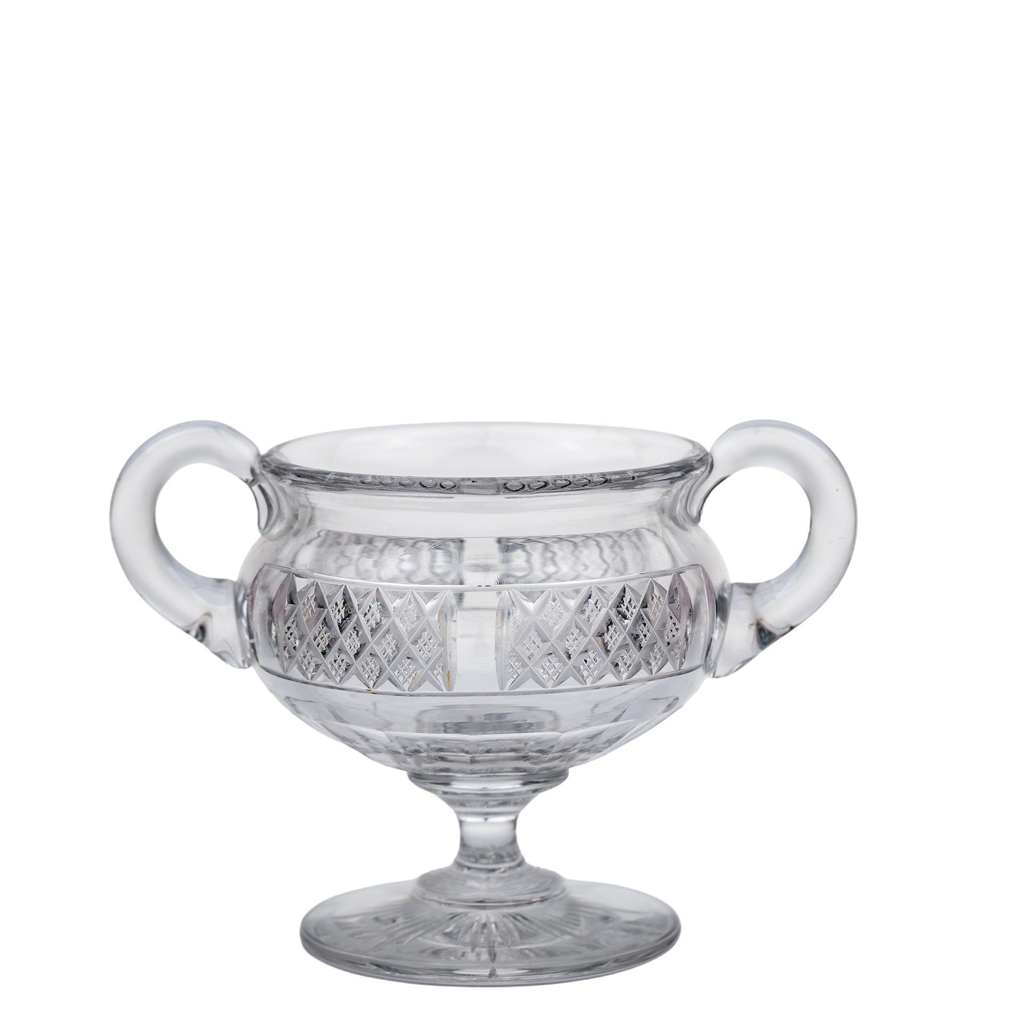 Crystal Sugar and Creamer Set – Diamond‑Cut Pedestal Pair