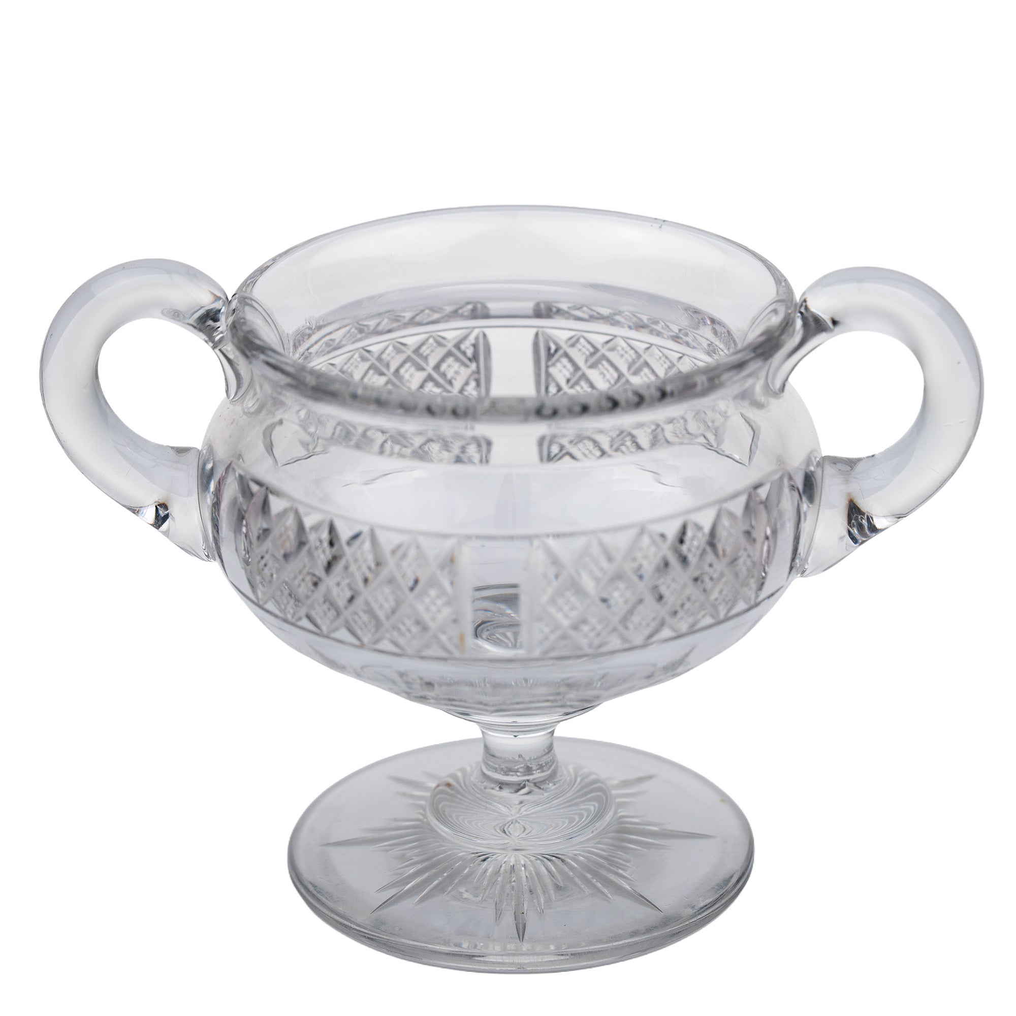 Crystal Sugar and Creamer Set – Diamond‑Cut Pedestal Pair