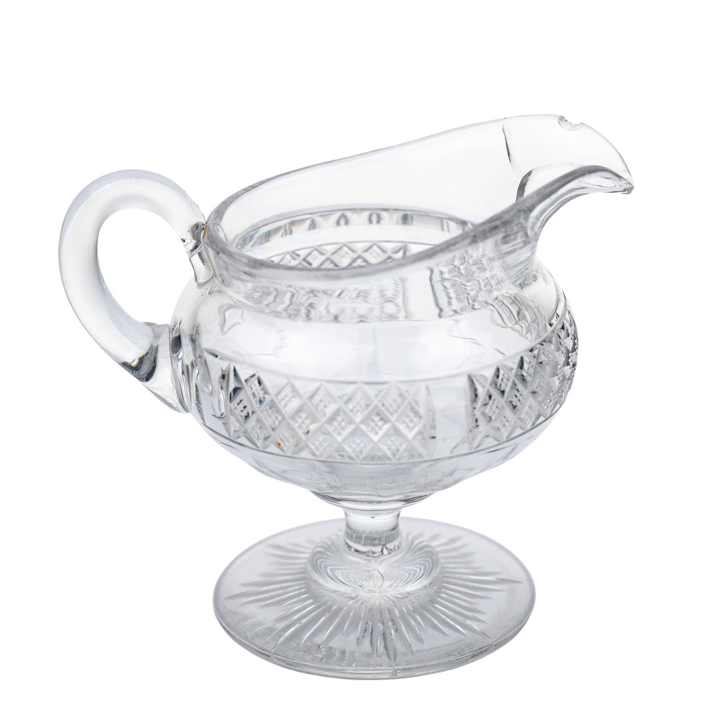 Crystal Sugar and Creamer Set – Diamond‑Cut Pedestal Pair