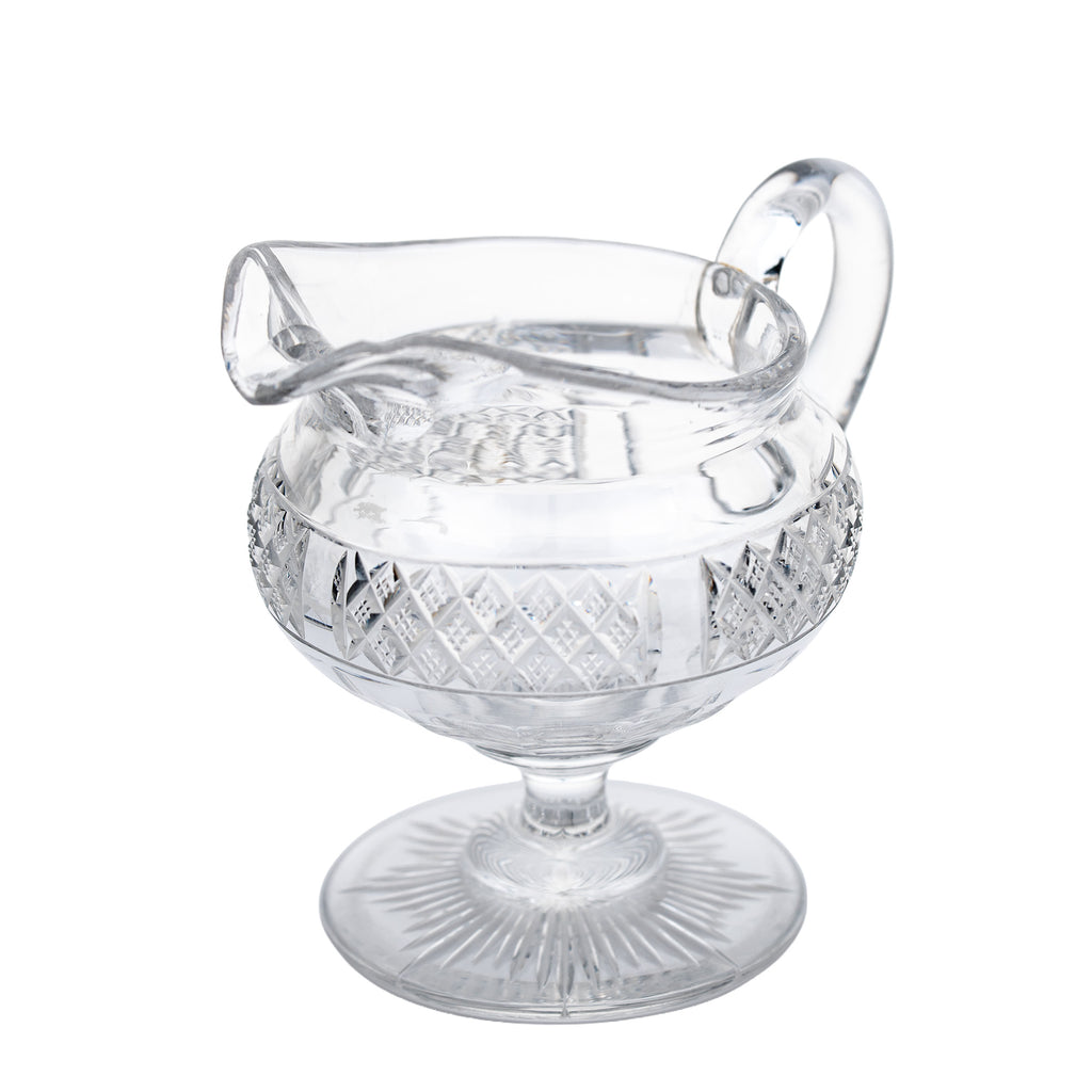 Crystal Sugar and Creamer Set – Diamond‑Cut Pedestal Pair