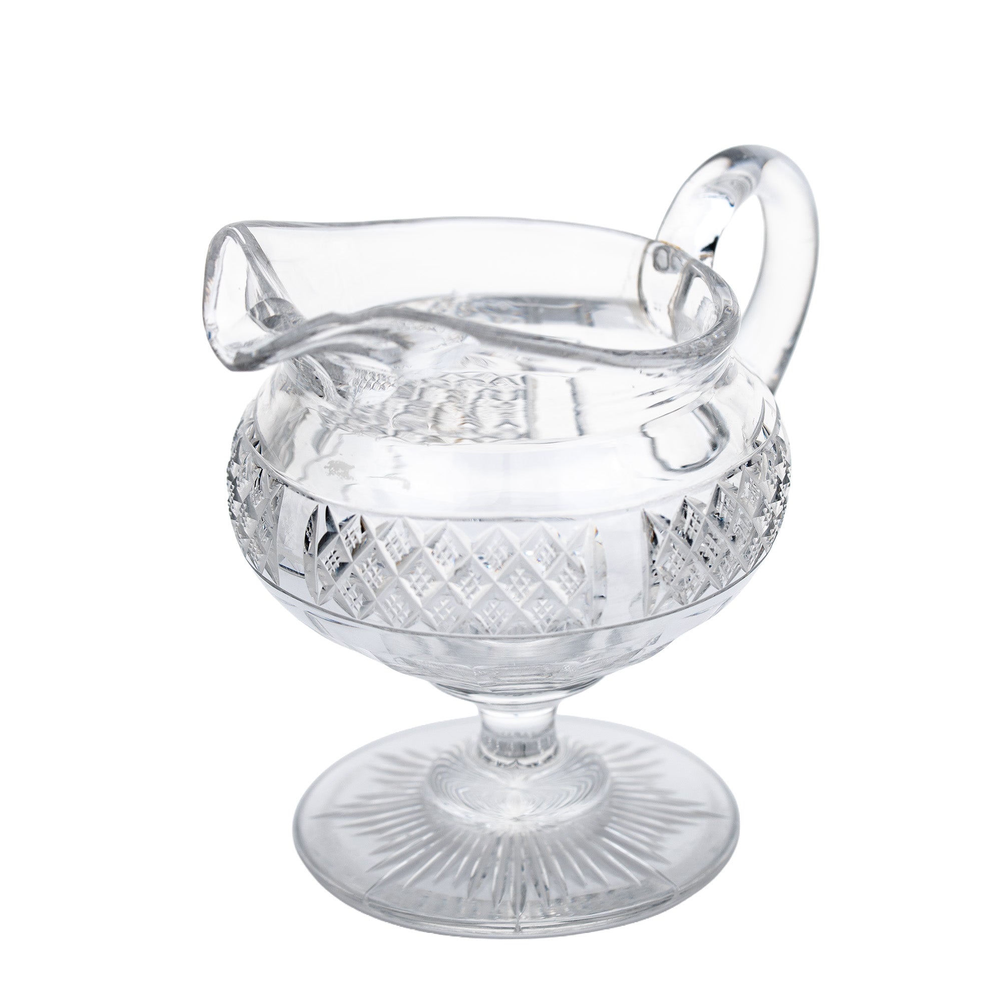 Crystal Sugar and Creamer Set – Diamond‑Cut Pedestal Pair