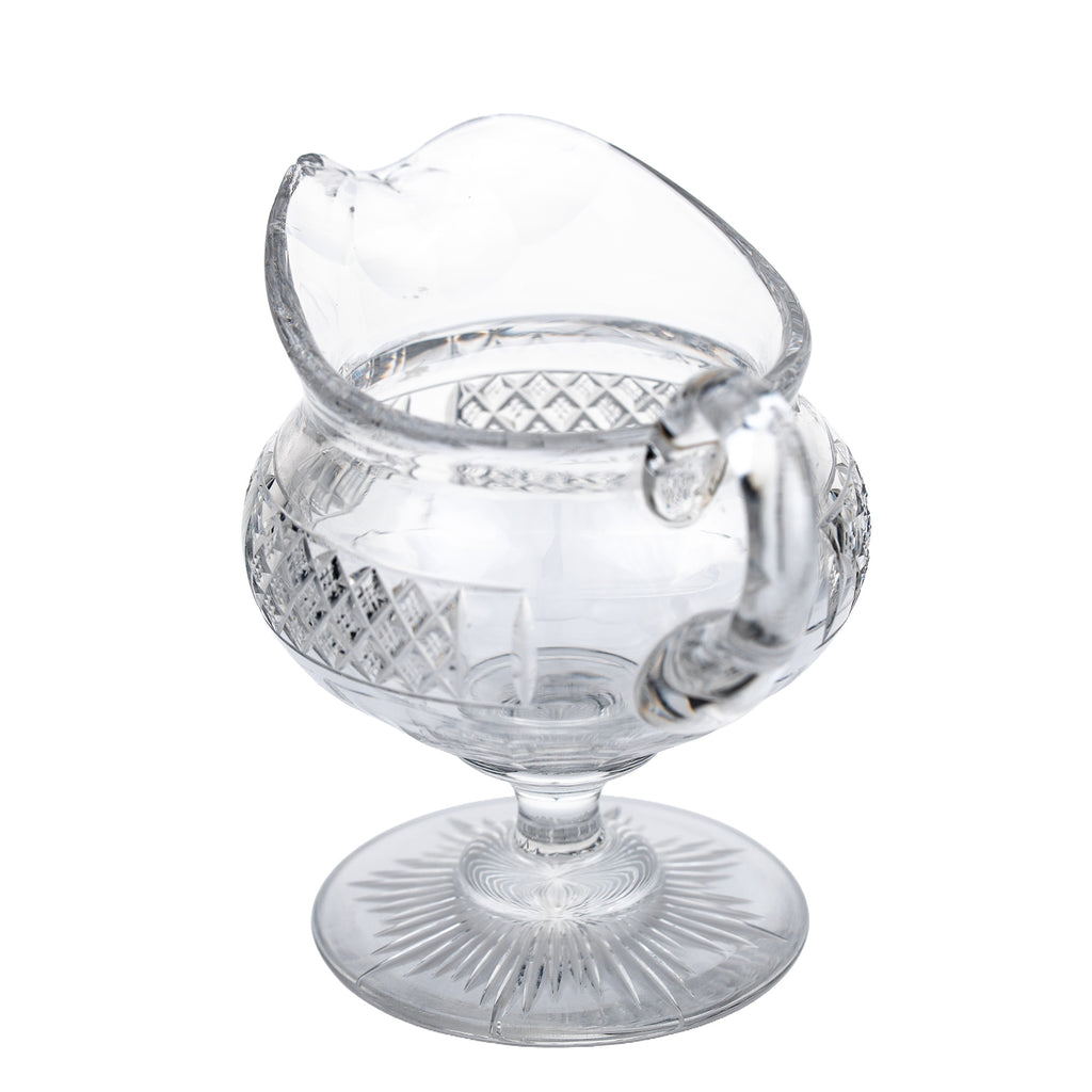 Crystal Sugar and Creamer Set – Diamond‑Cut Pedestal Pair