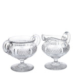 Crystal Sugar and Creamer Set – Diamond‑Cut Pedestal Pair