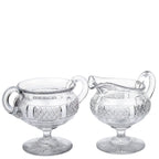 Crystal Sugar and Creamer Set – Diamond‑Cut Pedestal Pair
