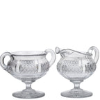 Crystal Sugar and Creamer Set – Diamond‑Cut Pedestal Pair