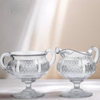 Crystal Sugar and Creamer Set – Diamond‑Cut Pedestal Pair