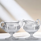 Crystal Sugar and Creamer Set – Diamond‑Cut Pedestal Pair