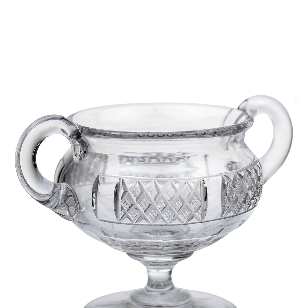 Crystal Sugar and Creamer Set – Diamond‑Cut Pedestal Pair