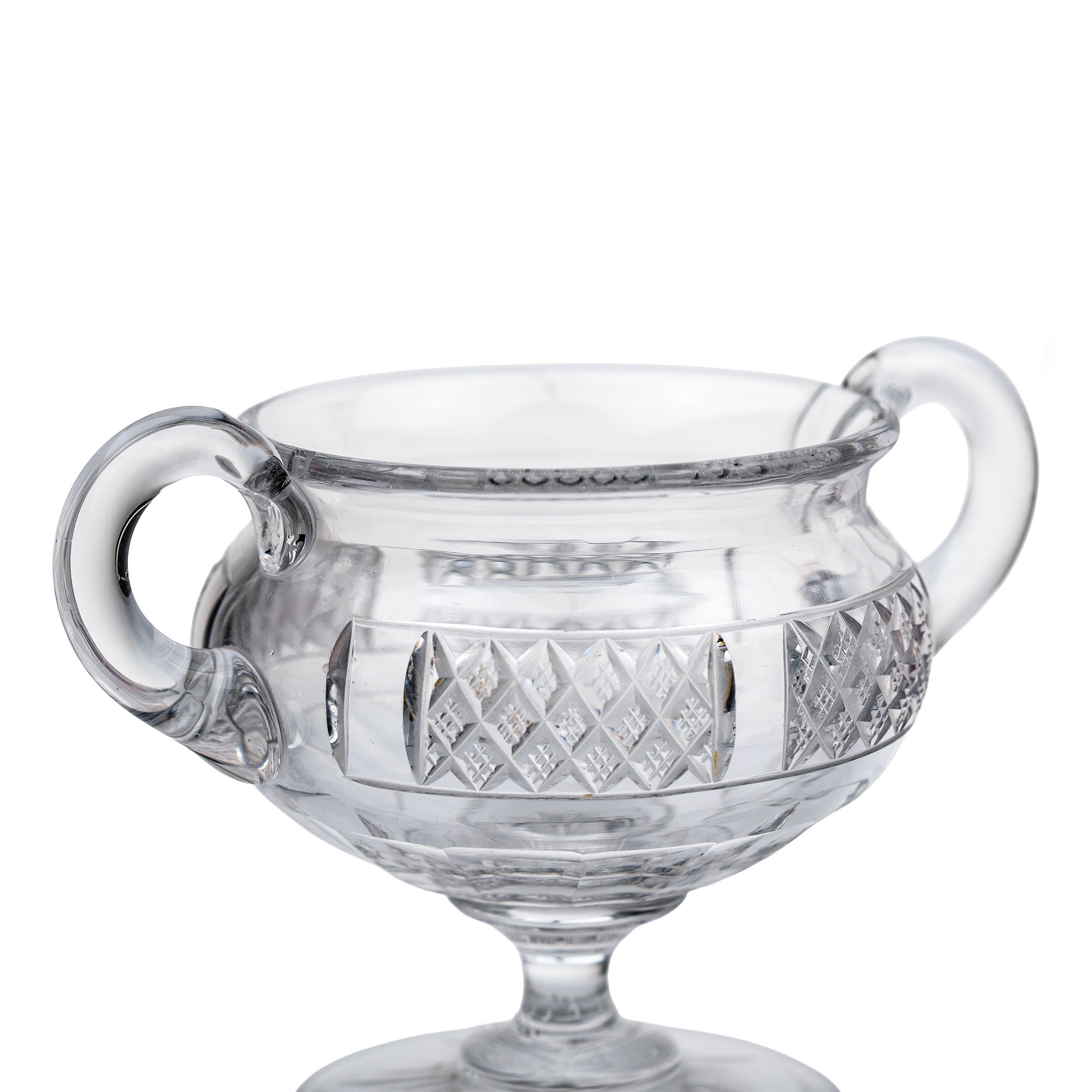 Crystal Sugar and Creamer Set – Diamond‑Cut Pedestal Pair