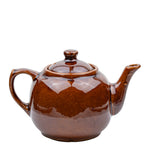 Brown Glazed Stoneware Teapot - Squat Round Form
