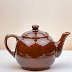 Brown Glazed Stoneware Teapot - Squat Round Form