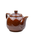 Brown Glazed Stoneware Teapot - Squat Round Form