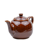 Brown Glazed Stoneware Teapot - Squat Round Form