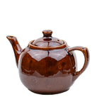 Brown Glazed Stoneware Teapot - Squat Round Form