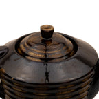 Dark Brown Ribbed Ceramic Teapot - Reactive Drip Glaze