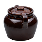 Brown Glazed Stoneware Lidded Jar - Two-Handled USA Bean Pot