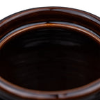Brown Glazed Stoneware Lidded Jar - Two-Handled USA Bean Pot