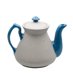 Two‑Tone Stoneware Teapot - Glossy Cobalt Accents