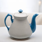 Two‑Tone Stoneware Teapot - Glossy Cobalt Accents