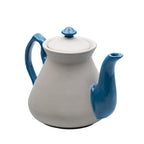 Two‑Tone Stoneware Teapot - Glossy Cobalt Accents