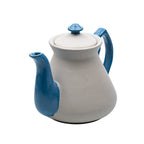 Two‑Tone Stoneware Teapot - Glossy Cobalt Accents