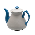Two‑Tone Stoneware Teapot - Glossy Cobalt Accents