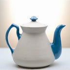 Two‑Tone Stoneware Teapot - Glossy Cobalt Accents
