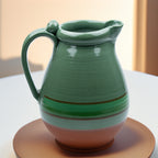 Green Glazed Terracotta Pitcher - Hand‑Thrown Studio Jug