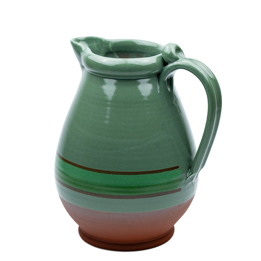 Green Glazed Terracotta Pitcher - Hand‑Thrown Studio Jug