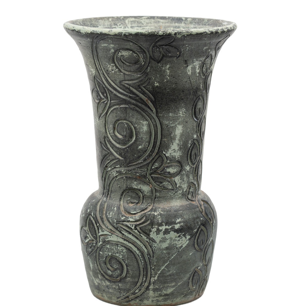 Heavy Ceramic Vase - Art Nouveau Relief