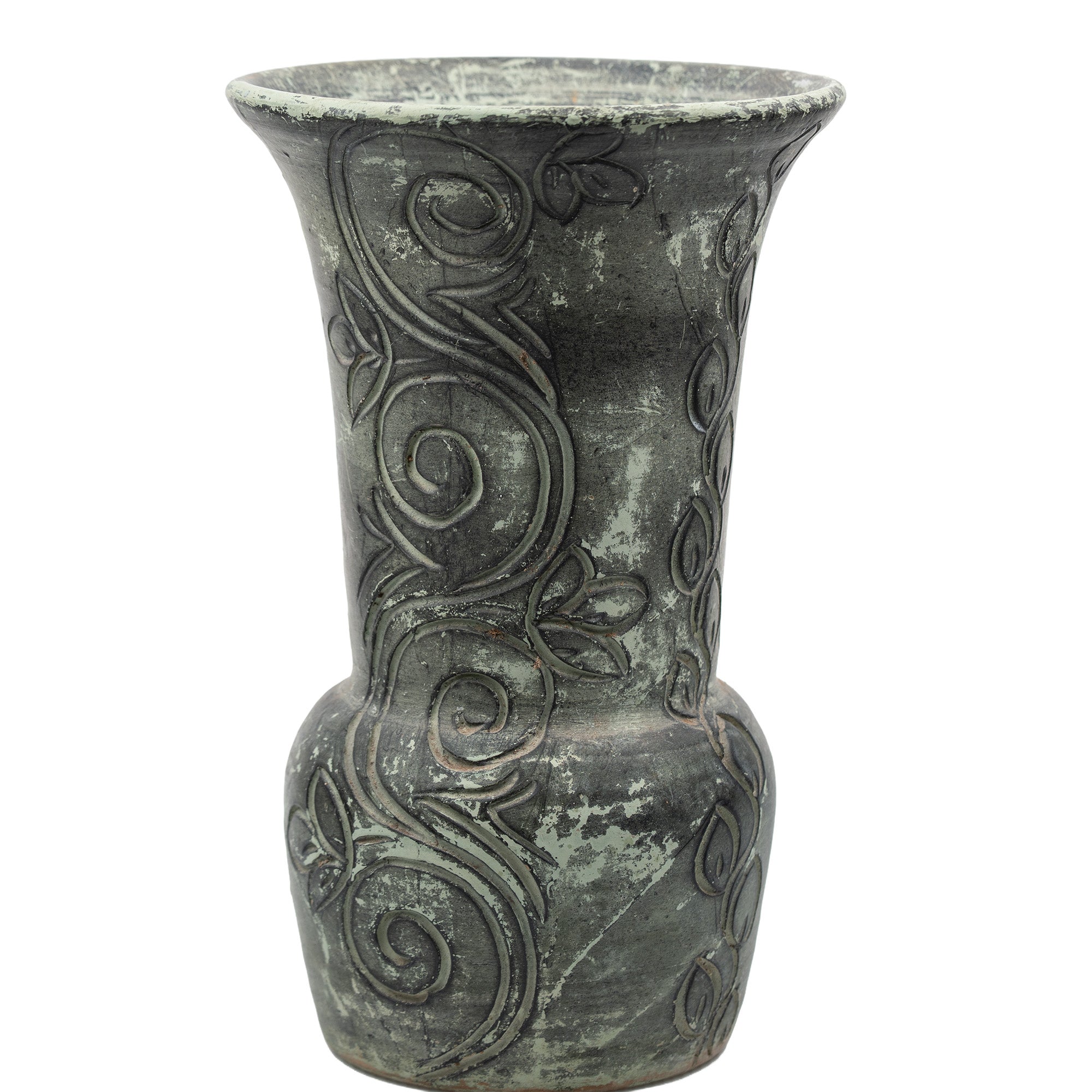 Heavy Ceramic Vase - Art Nouveau Relief