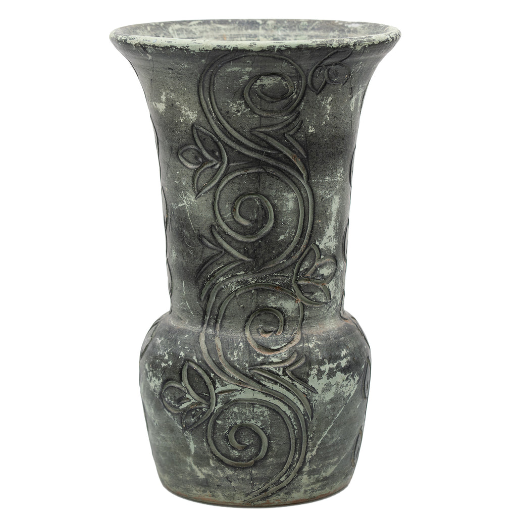 Heavy Ceramic Vase - Art Nouveau Relief