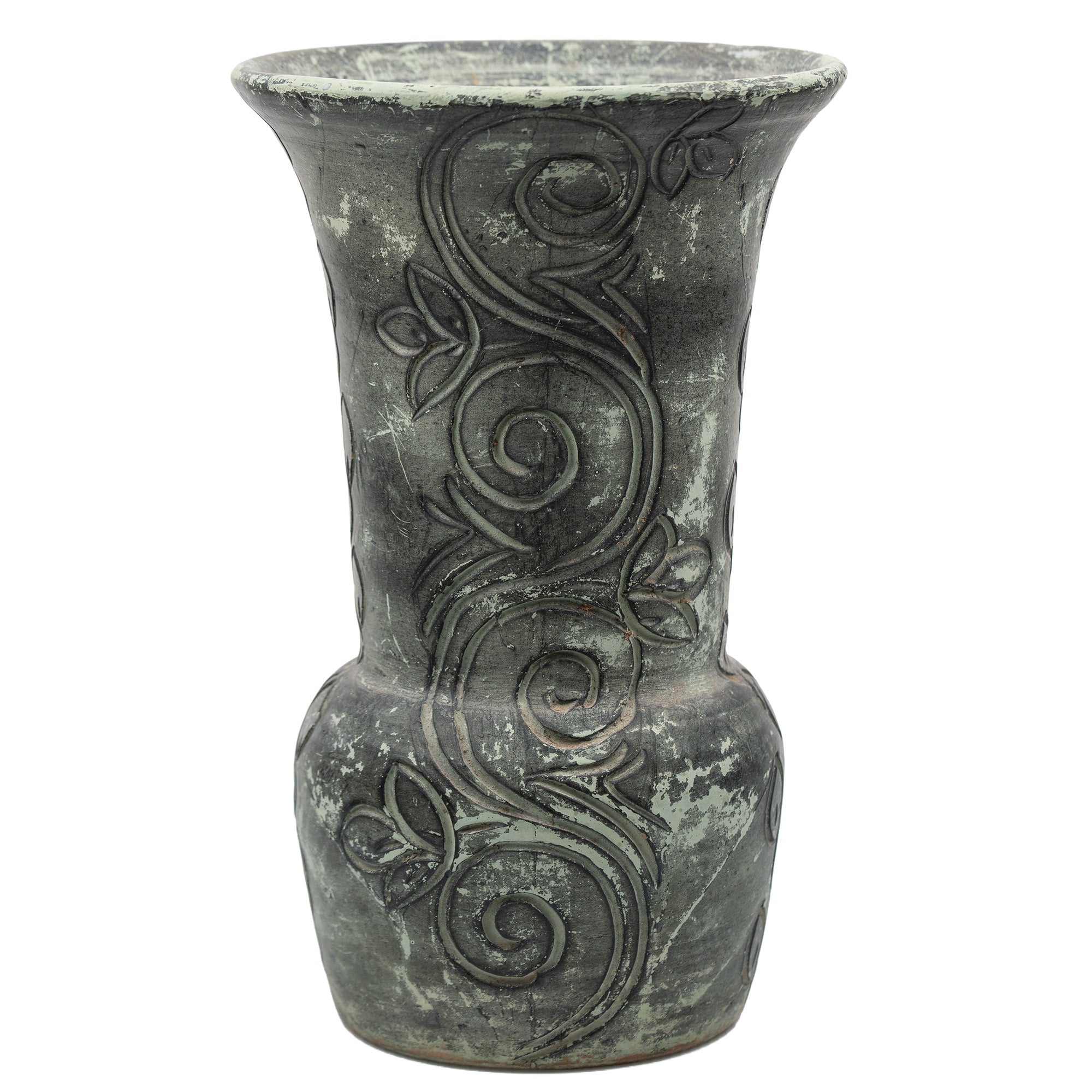 Heavy Ceramic Vase - Art Nouveau Relief