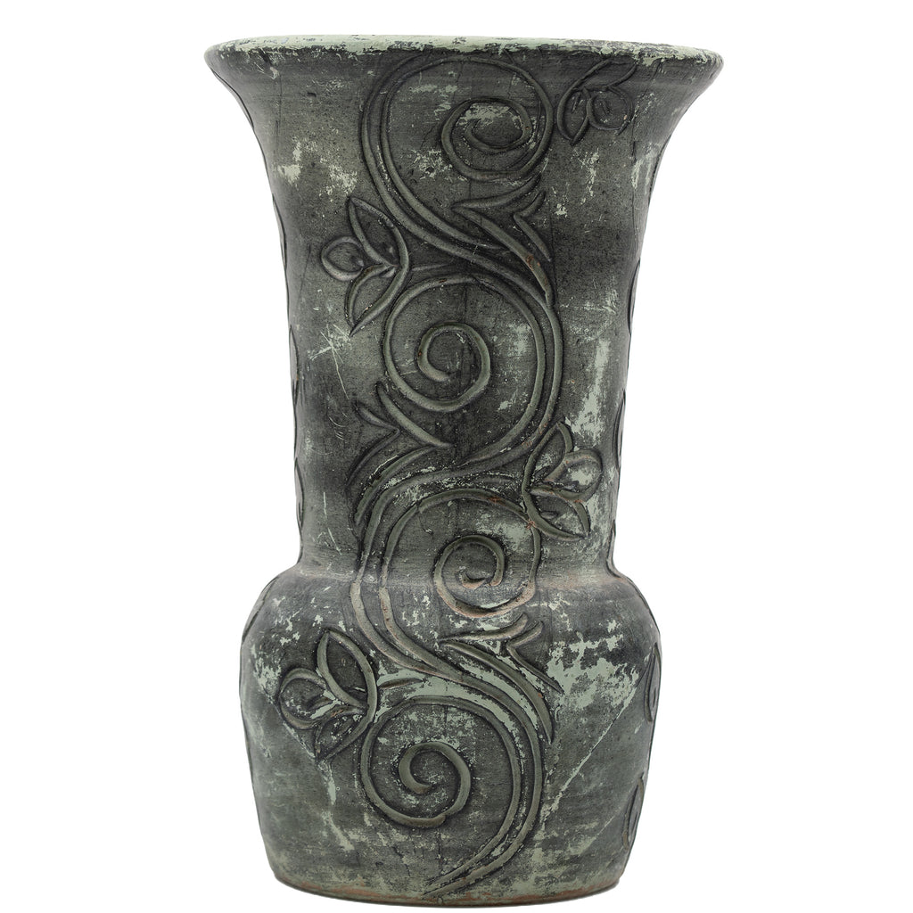 Heavy Ceramic Vase - Art Nouveau Relief