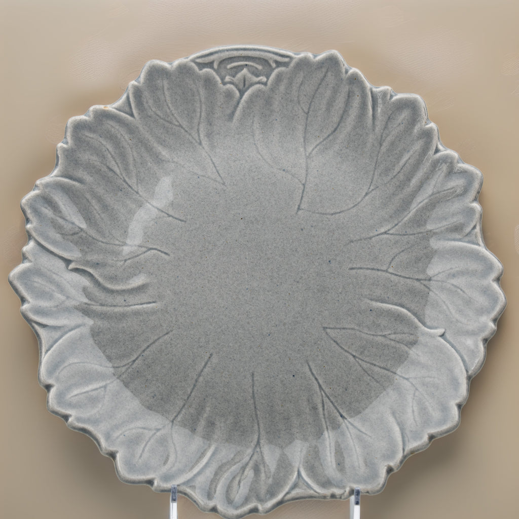 Leaf-Shaped Ceramic Plate - Steubenville Woodfield Dove Gray