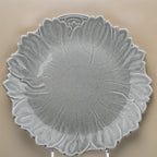 Leaf-Shaped Ceramic Plate - Steubenville Woodfield Dove Gray