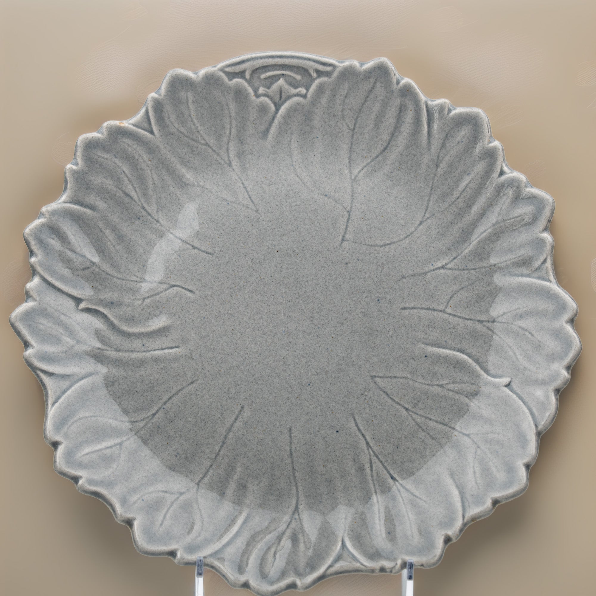 Leaf-Shaped Ceramic Plate - Steubenville Woodfield Dove Gray