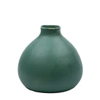 Dipped Ceramic Vase - Rounded Bottle Form - Matte Teal