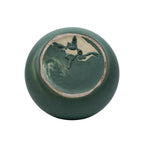 Dipped Ceramic Vase - Rounded Bottle Form - Matte Teal