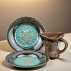 Romany Spartan Ceramic plates and Middleton mug - Turquoise Floral Motif