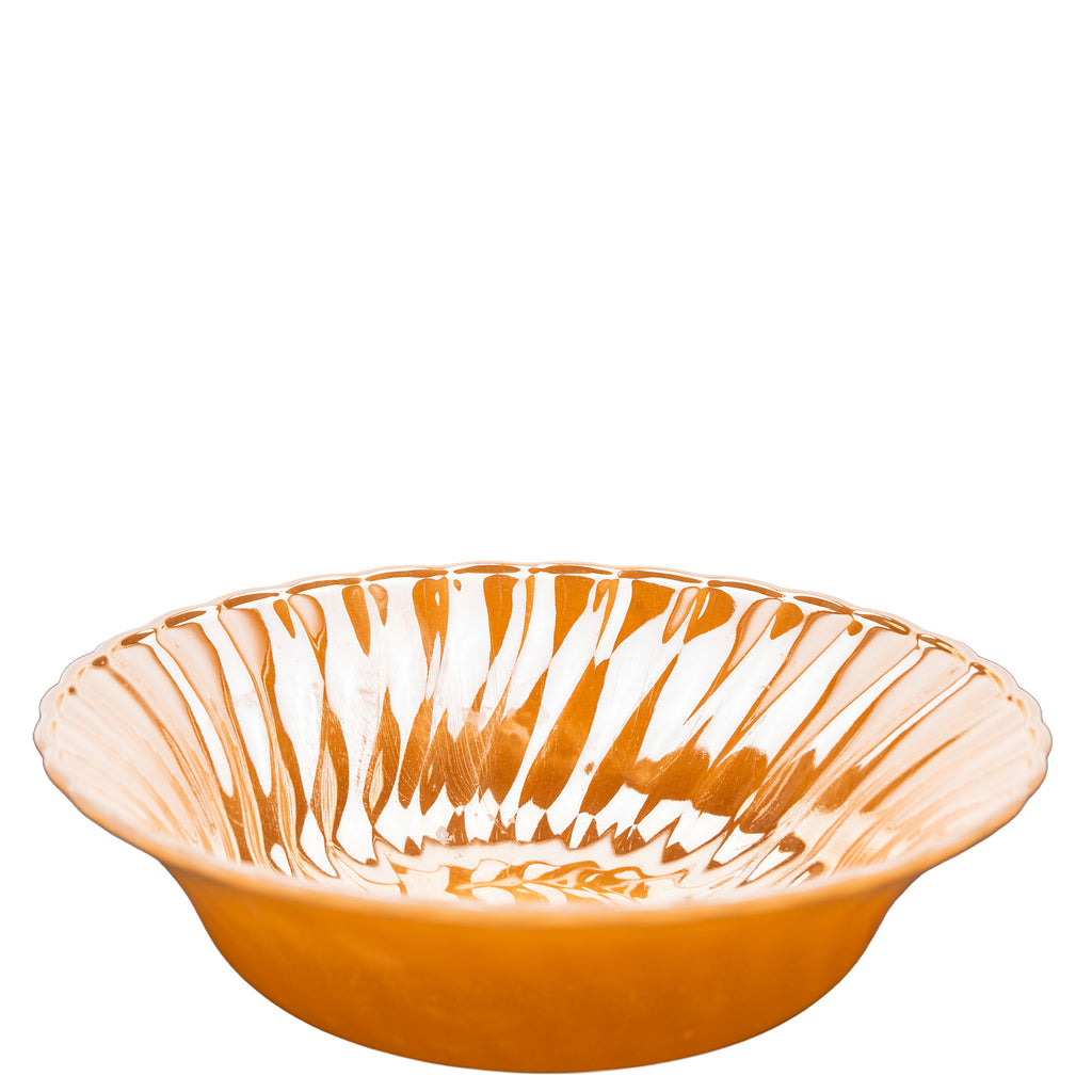 Anchor Hocking Peach Glass Bowl - Scalloped Pressed Glass