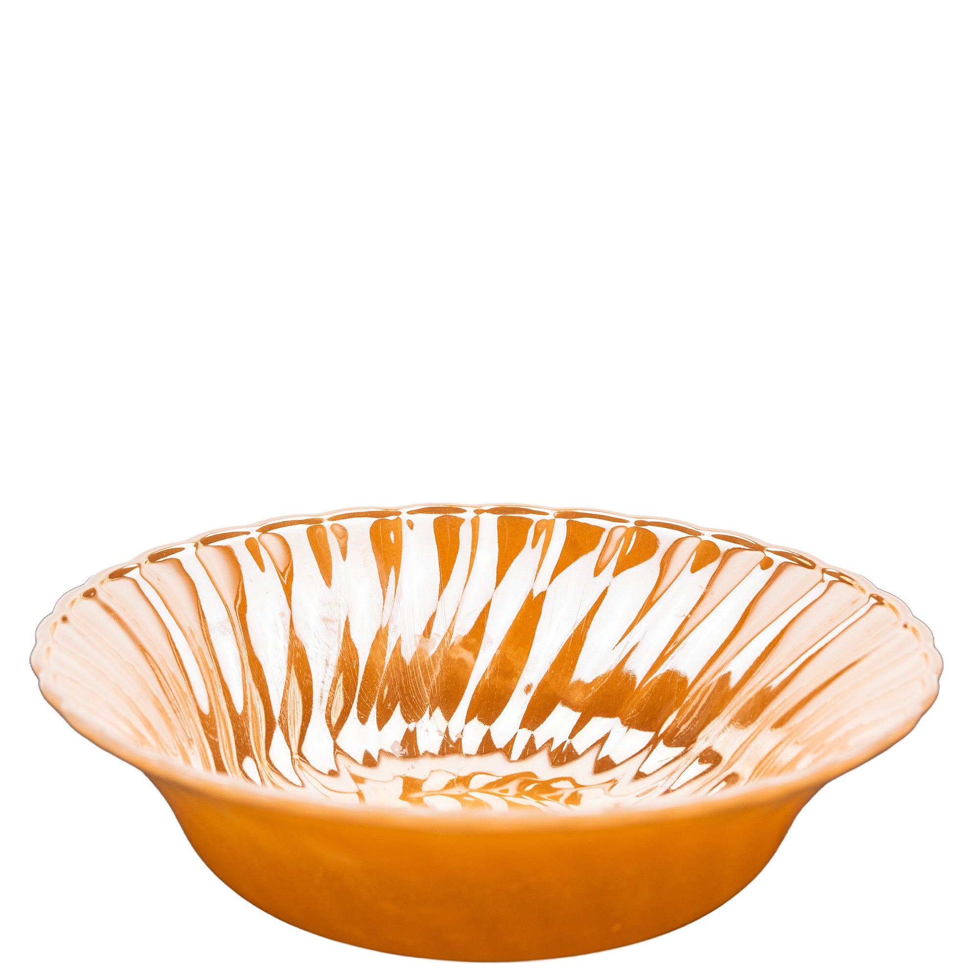 Anchor Hocking Peach Glass Bowl - Scalloped Pressed Glass