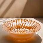 Anchor Hocking Peach Glass Bowl - Scalloped Pressed Glass